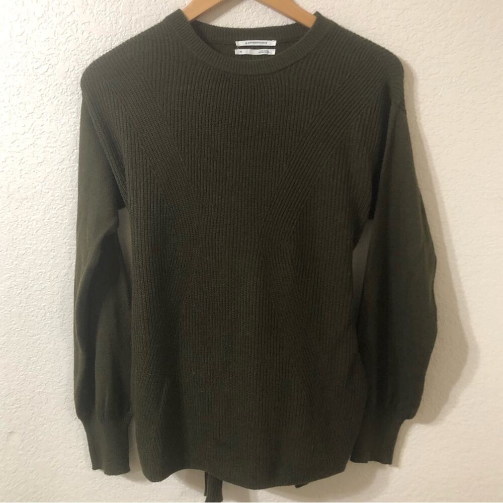 Anthropologie Wrap Front Sweater in Dark Sage Green - Size XS